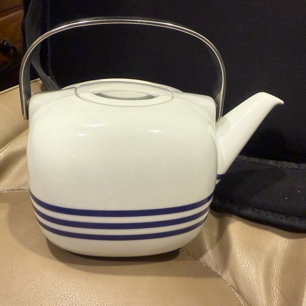 Rosenthal Studio-linie Teapot Off White with Blue Stripes Cream Ivory Metal